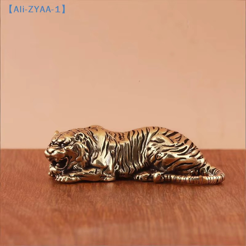 JETTING Tigerkönig-Statue aus Messing in Gold als Briefbeschwerer und Schreibtischdekoration - Bild 2