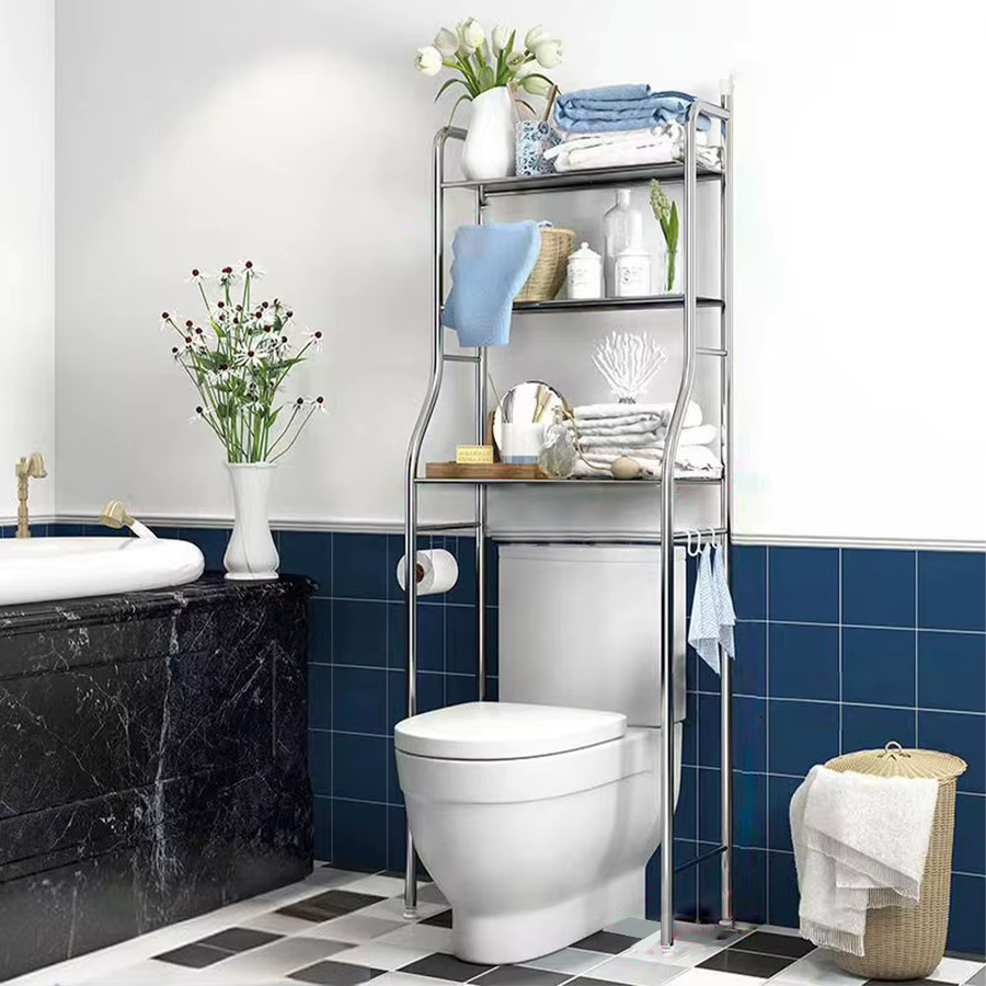 TWISTER.CK Badezimmer-Organizer aus Metall in Schwarz mit abnehmbaren Handtuchhaken und Papierhalter als Aufbewahrungsregal über der Toilette - Bild 2