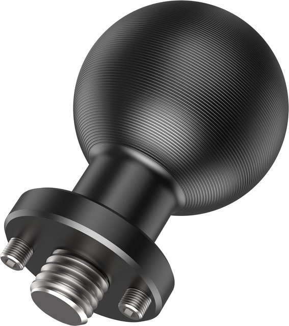 Edelstahl Kugelkopf Adapter 1/4 M6 mit Anti Slip Gummi für GoPro, Motorrad und Fahrrad Halterungen in Schwarz - Bild 1