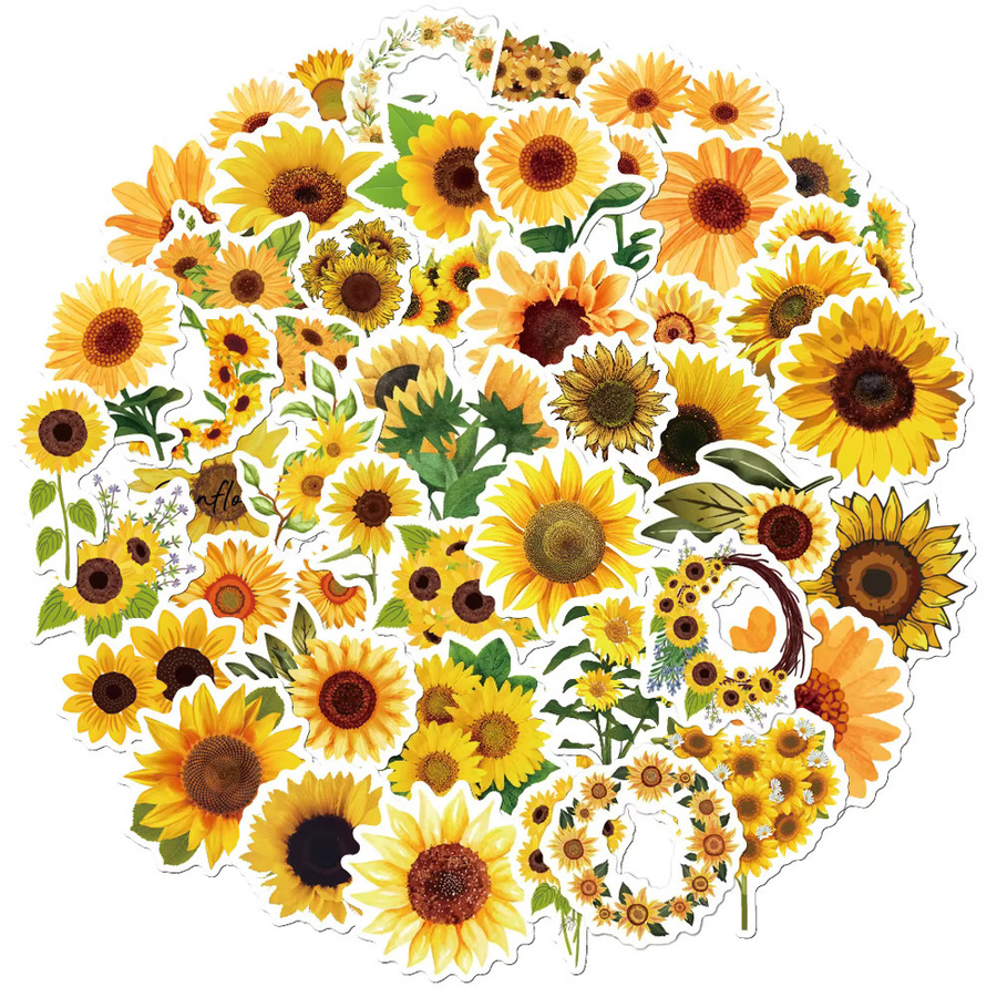 Rspctou Cartoon Sonnenblume Aufkleber in Gelb für Laptop und Telefon zur DIY Dekoration - Bild 2