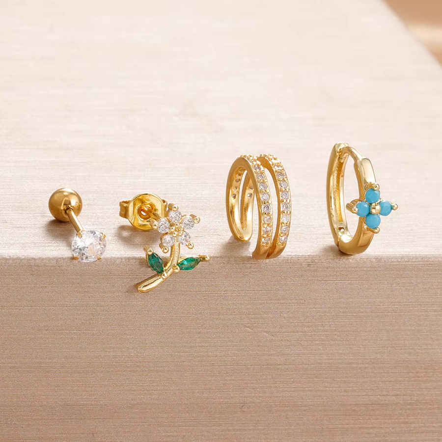 Yuedane Ohrstecker, Edelstahl, Gold, Blumen, Damen - Bild 2