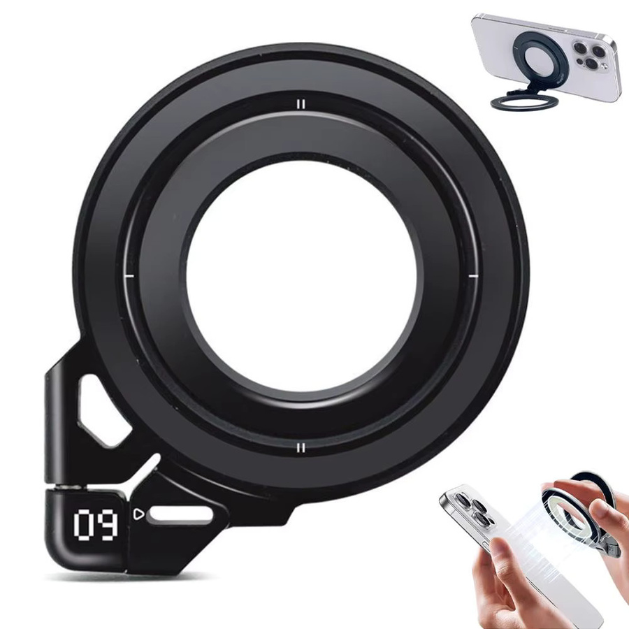 Magnetischer Telefonhalter mit 360 Grad Drehung und Klappfunktion für MagSafe, kompatibel mit iPhone und Samsung, in Schwarz oder Silber - Bild 3