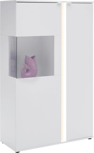 Mömax Highboard Delio in Weiß mit Glastüren und integrierter Beleuchtung, B/T/H: 90 x 38 x 145 cm - Bild 1