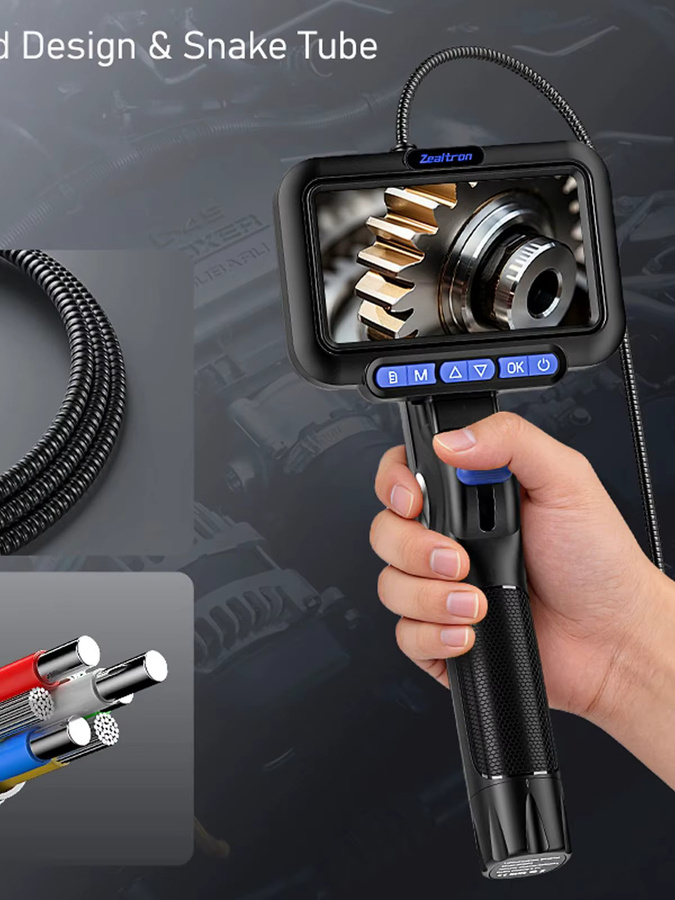 ZEMICAM 2-Wege-Lenk-Artikulations-Endoskop mit 1080P Dual-Kameras und 5-Zoll-IPS-Bildschirm in Schwarz für Kanal- und Fahrzeuginspektion (6,2mm) - Bild 5