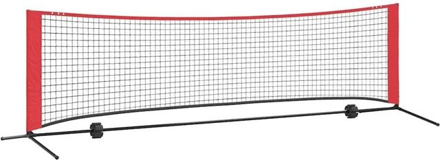vidaXL Tennisnetz Schwarz und Rot aus Polyester, B/H/T: 301 x 90,5 x 87 cm - Bild 1