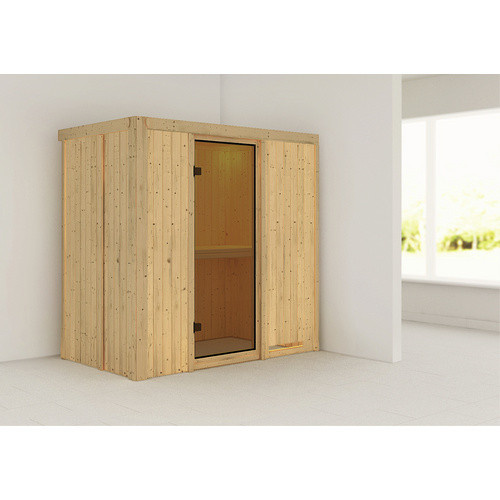 Karibu Sauna Pärnu für 2 Personen aus Fichtenholz in Beige, B/T/H: 198 x 118 x 196 cm - Bild 2