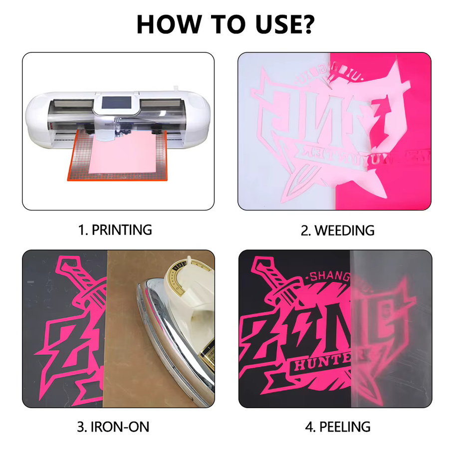 Guangyintong HTV-Vinyl PU-Fluoreszenz Wärmeübertragungsfolie für T-Shirts in Orange, Rot und Pink - Bild 3