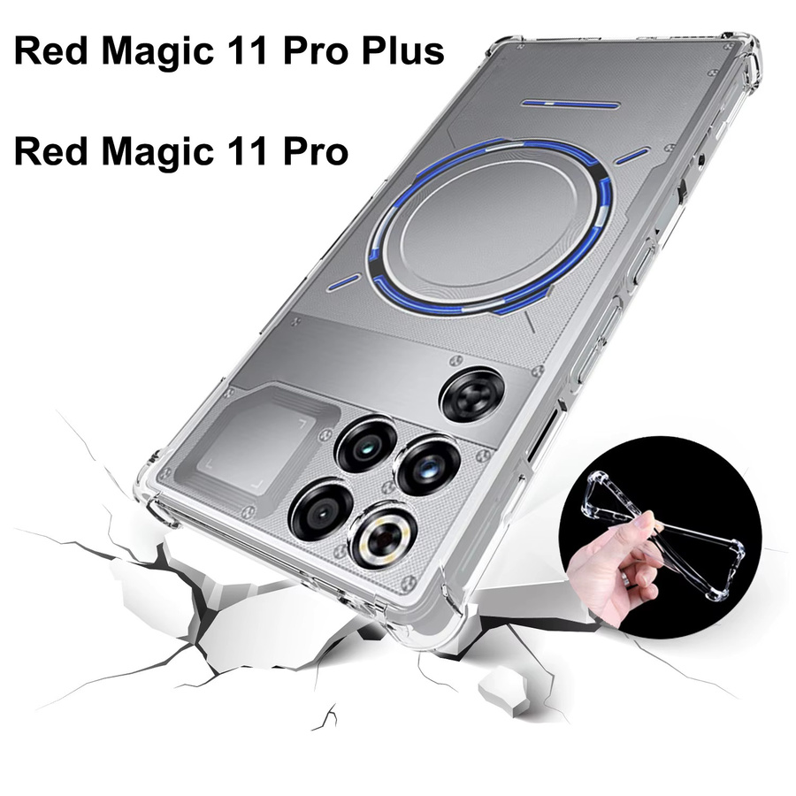 EUCAGR Stoßfeste Silikon Schutzhülle mit Airbag-Funktion für ZTE Nubia Red Magic 11 Pro, Transparent - Bild 3