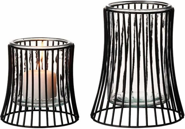 Ritzenhoff & Breker Nero Windlichter-Set 2-teilig rund in Schwarz und Transparent aus Glas und Metall