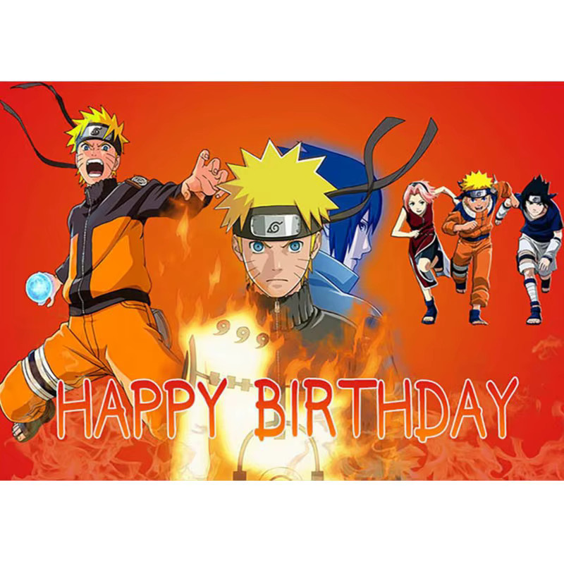 Bandai Naruto Shinobi Wandbehang mit Konoha-Design als dekorativer Hintergrund für Geburtstage und Fotorequisiten, mehrfarbig - Bild 3