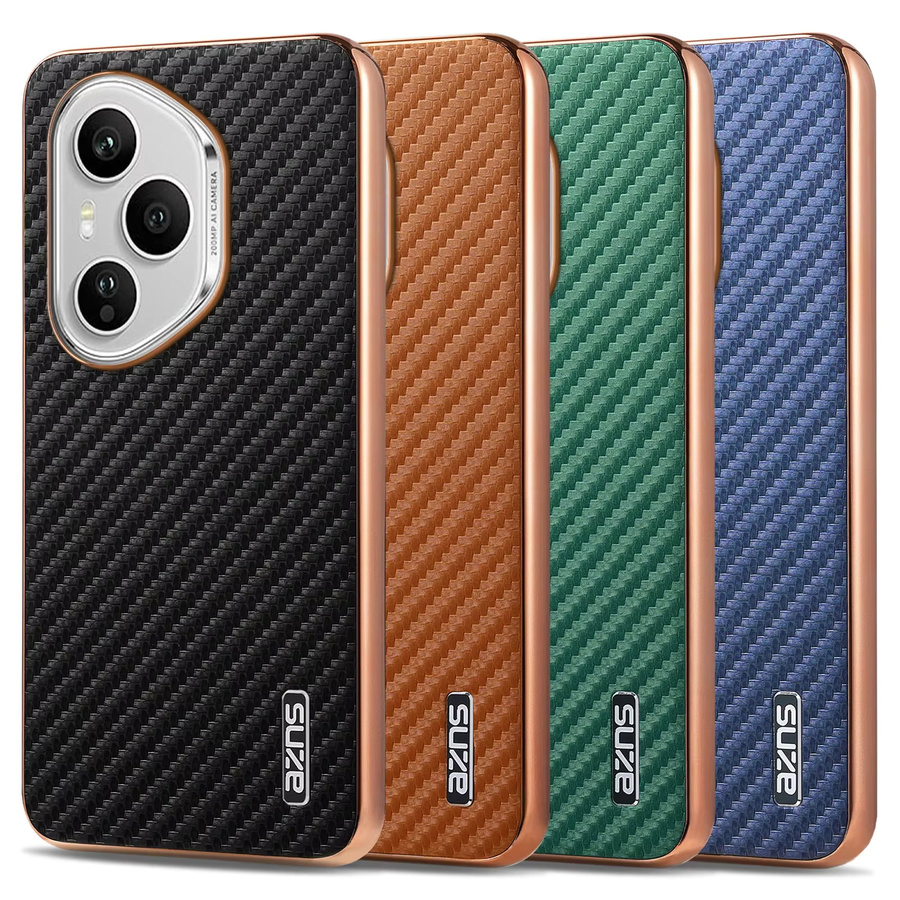 PU-Ledertasche mit Kohlefaser-Textur für Honor 400 Pro und Honor 400, Stoßstangen-Schutzhülle mit Rundum-Kameraschutz in Schwarz und Braun - Bild 4