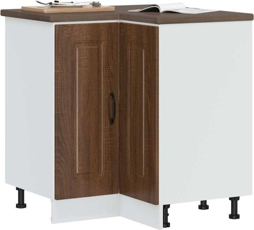 Küchen-Eckunterschrank Kalmar von Vidaxl in Braun Eichen-Optik aus Holzwerkstoff mit Drehtüren - Bild 1