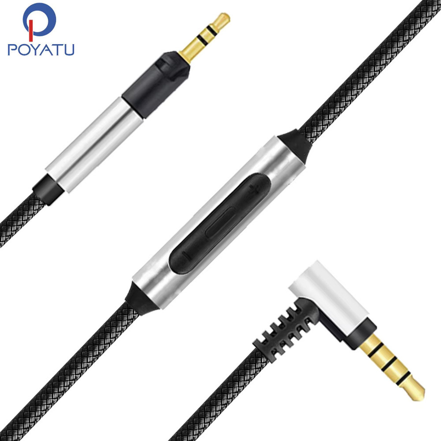 Poyatu Upgrade-Ersatzkabel mit Mikrofonfernbedienung für Sennheiser HD598 HD558 HD518 HD519 HD579 HD 598CS SE SR in Schwarz - Bild 2