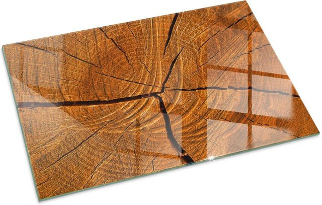 Tulup Glasplatte für Kamin mit Holzmaserung in Orange, B/T: 100 x 70 cm - Bild 1
