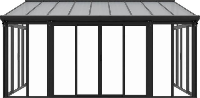 Juskys Wintergarten mit Doppelschiebetüren in Grau, 15 m², UV-Schutz, wasserdicht und winterfest, B/T/H: 548 x 292 x 312 cm - Bild 1