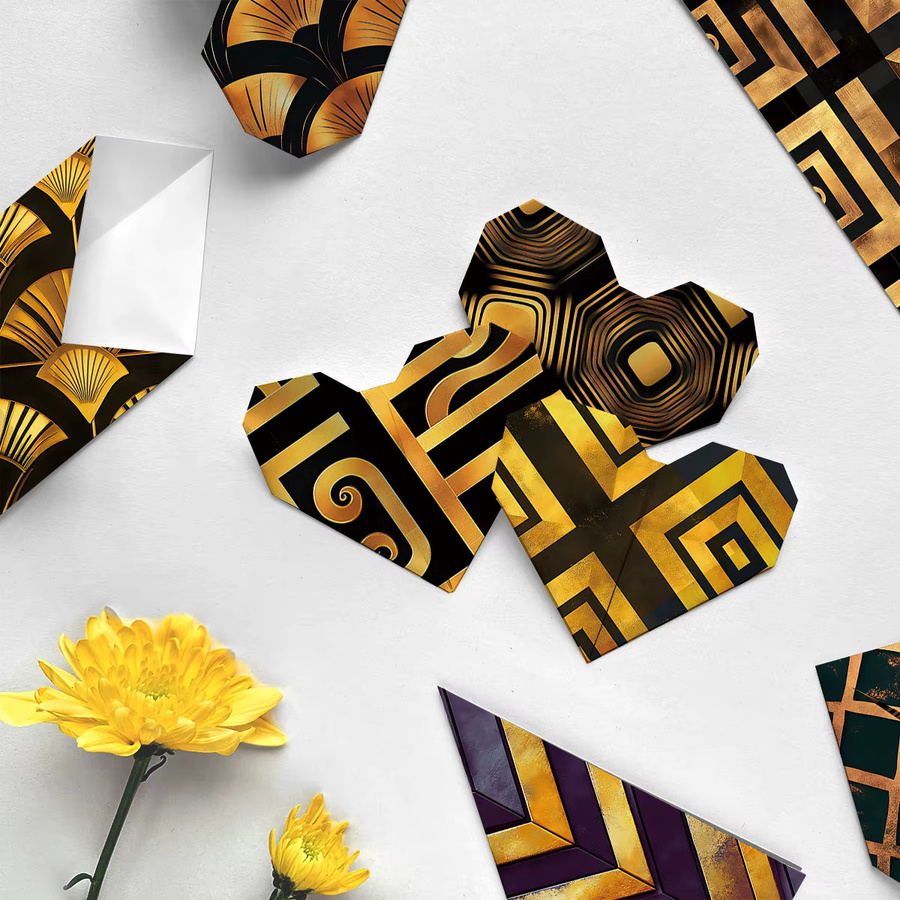 12 Stück Scrapbook-Papier mit goldenem Linienmuster für DIY-Handwerk und Geschenkverpackungen - Bild 5