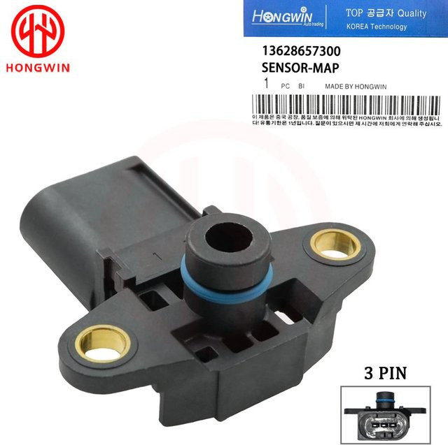 HONGWIN Krümmer-Absolutdruck-MAP-Sensor in Schwarz für BMW 525i 528i 530i 650i 750Li 325xi 128i 2,4 3,0 4,4L - Bild 1
