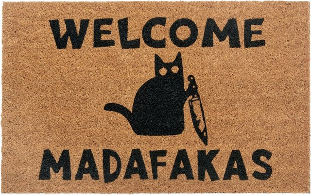 NYVI Fußmatte Cats Welcome Madafakas, wetterfest und rutschfest, Farbe: Braun, B/T: 45 x 75 cm - Bild 1