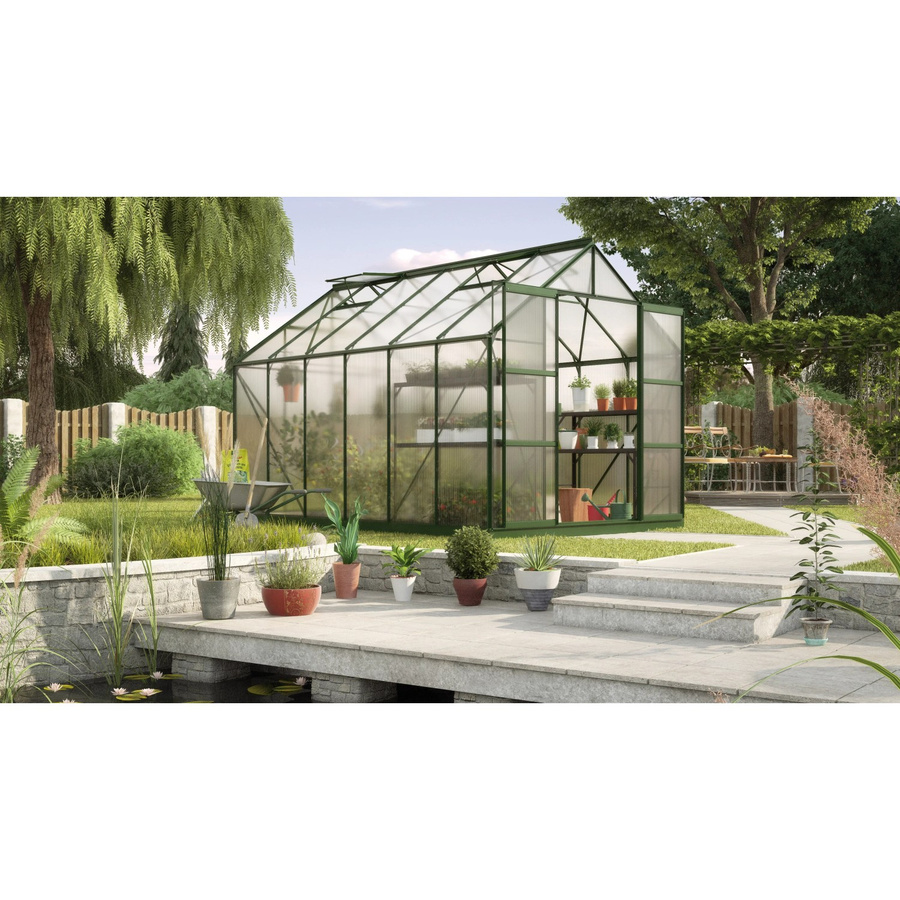 Vitavia Gewächshaus Uranus 9900 Smaragd mit Fundament und Regenrinnen aus Aluminium und Polycarbonat, 9,9 m² - Bild 2