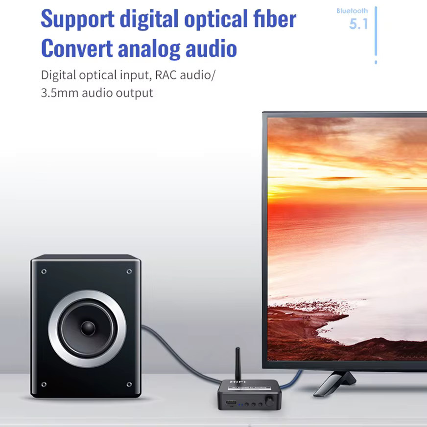 VAORLO Digital zu Analog Audio DAC Konverter mit Bluetooth 5.1, Optical Toslink zu 3,5 mm AUX und RCA L/R, Schwarz - Bild 6