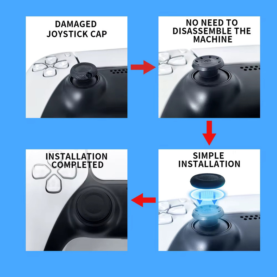 VORILYNEX Silikon Joystick-Abdeckungen in Schwarz für PS5 und PS4 Controller, rutschfeste Daumengriff-Kappen als Zubehör - Bild 3