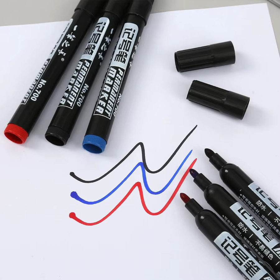 Wasserfeste permanente Markierungsstifte mit ölbasierter Tinte, schnell trocknend, Farben: Schwarz, Blau, Rot, für Metall, Glas und Kunstbedarf - Bild 3
