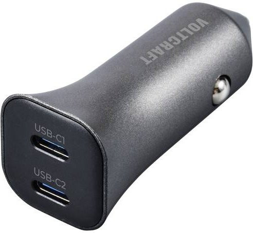 VOLTCRAFT CPS-40W/ 2 VC-RA401 KFZ-Ladegerät mit 40W Leistung, 2x USB-C, USB PD 3.0, Silber-Schwarz - Bild 1