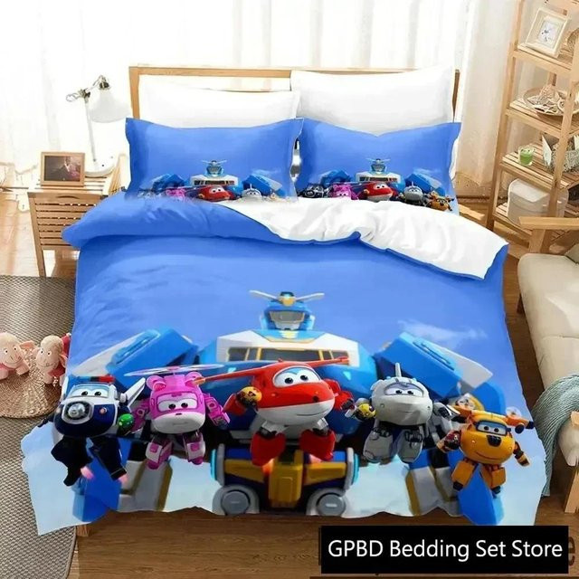 Somelli Bettwäsche-Set mit 3D-Cartoon-Flügel-Motiv in Blau, bestehend aus Bettbezug und Kissenbezug, B/H: 200 x 230 cm - Bild 1
