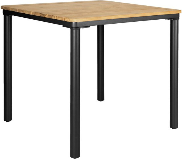 VEGA Outdoor-Teaktisch Zolia quadratisch mit brauner Platte und schwarzem Gestell, B/T/H: 80 x 80 x 76 cm - Bild 1