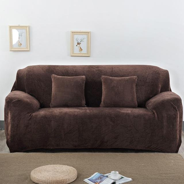 Levivel Samt Sofabezug für 1-Sitzer, elastischer Stretch Überwurf aus Plüsch, kaffeebraun, Breite: 90-140 cm - Bild 1