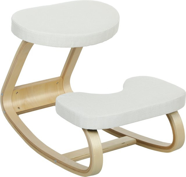 Ergonomischer Kniesitz Schaukelstuhl aus Birkenholz von HOMCOM in Creme für dein Homeoffice - Bild 1
