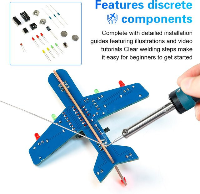 Aideepen DIY Elektronische Kit Kleine Flugzeug, LED Flow Licht Lampe, Montage Kit - Bild 1