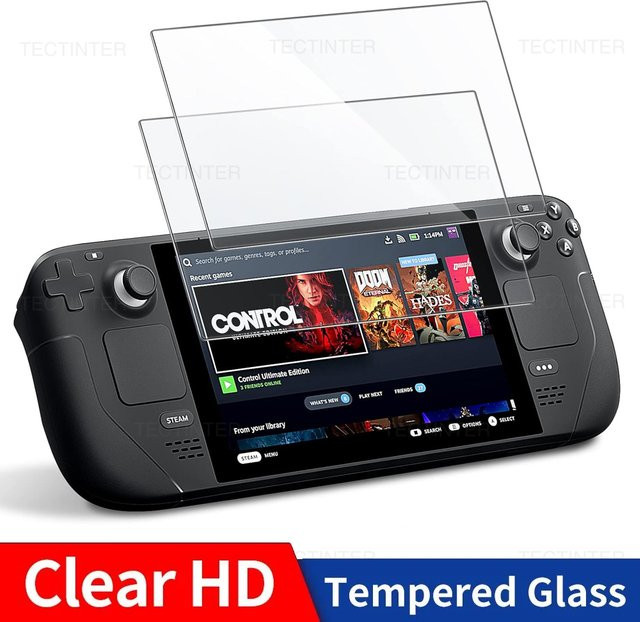 TECTINTER 2er Pack Displayschutzfolie aus gehärtetem Glas für Steam Deck, 9H kratzfeste Schutzfolie, transparent - Bild 1