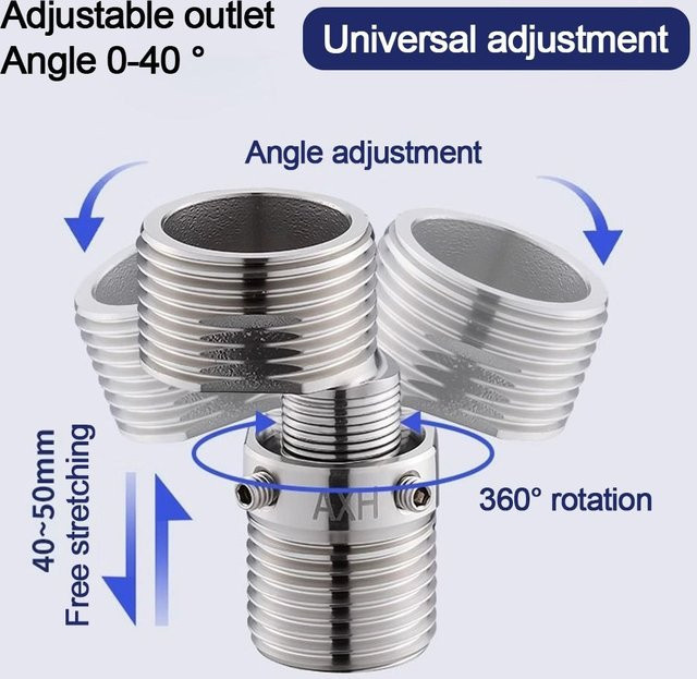 Abgewinkelter gebogener Duscharmatur-Adapter aus Edelstahl in Silber zur Wandmontage - Bild 1
