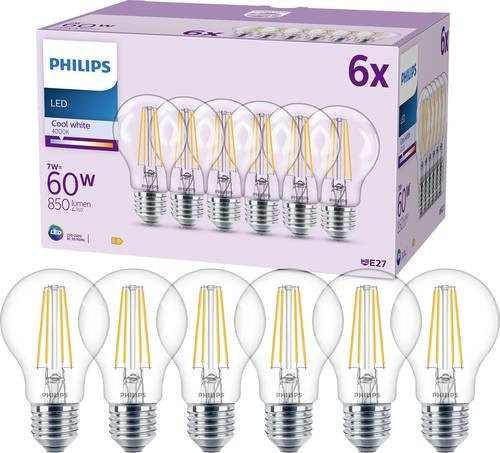Philips LED Filament Glühbirnen E27 7W Neutralweiß 6er Pack Ø 60 mm x L 106 mm - Bild 1