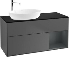 V&B Waschtischunterschrank Finion mit Wandbeleuchtung, Anthrazit lackiert, Breite: 120 cm, Tiefe: 50,1 cm, Höhe: 50,1 cm - Bild 1