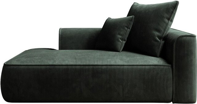 Vente-unique Recamiere Pineta ohne Schlaffunktion in Grün mit Cord-Bezug, Breite: 180 cm - Bild 1