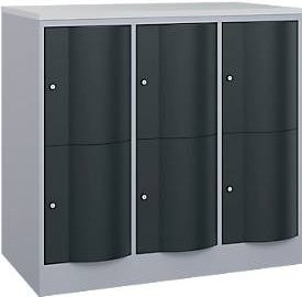 C+P Schließfachschrank Resisto mit 3 Abteilen und 6 Fächern, Weißaluminium/Anthrazitgrau, B: 114,8 cm, T: 64,0 cm, H: 107,7 cm - Bild 1