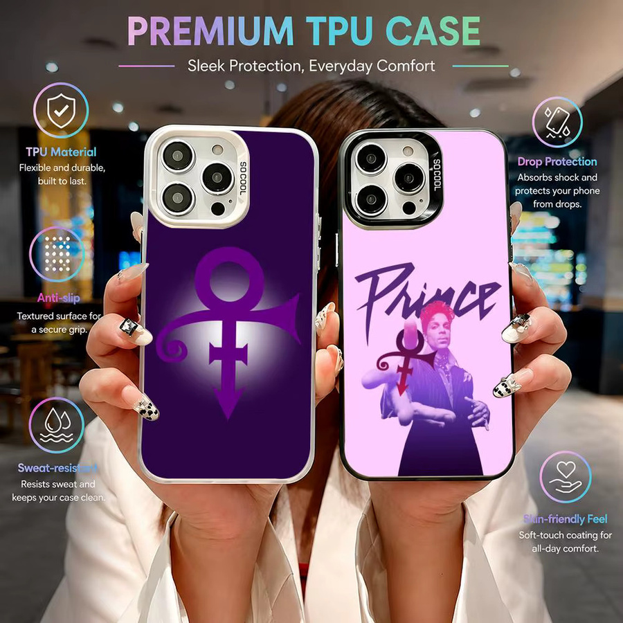 Prince R-Rogers Nelson Handyhülle für iPhone 11 bis 17 Pro Max mit Farbverlauf in Multicolour, Schwarz und Lila, schlanke und stoßfeste TPU Hülle - Bild 2