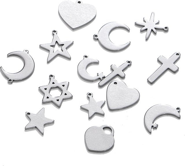 YouYoungDifferent Charms Anhänger, Edelstahl, Sonne & Mond & Stern, Silber, Unisex - Bild 1