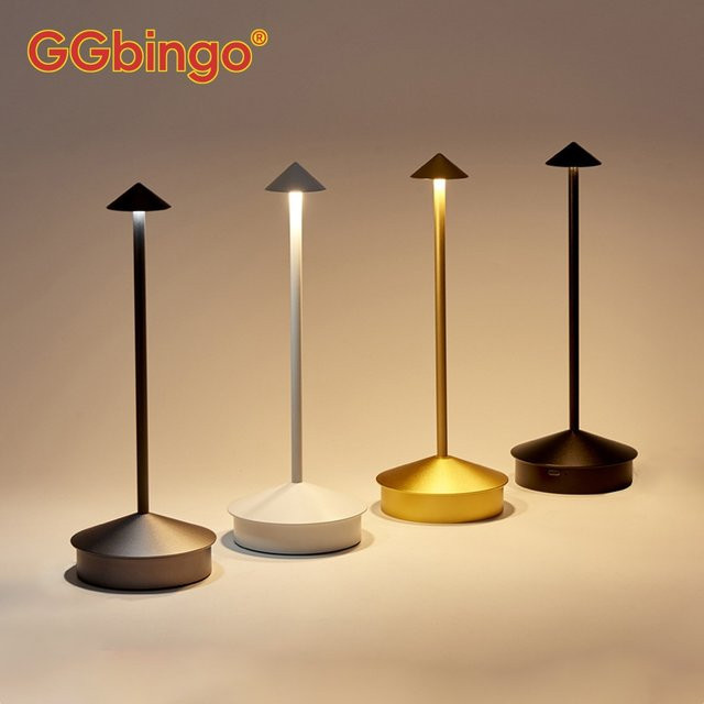 Wiederaufladbare LED-Tischlampe mit Berührungssensor und 3 Farbmodi für modernes Ambientlicht und Schlafzimmer, Metall - Bild 1