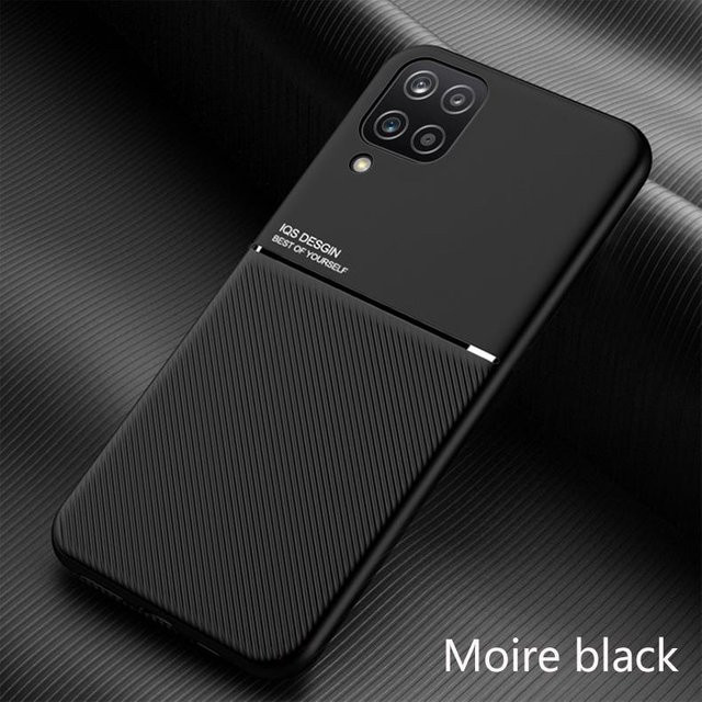 Samsung Galaxy A12 Handyhülle aus PU Leder mit magnetischer Auto-Halterung in Schwarz - Bild 1