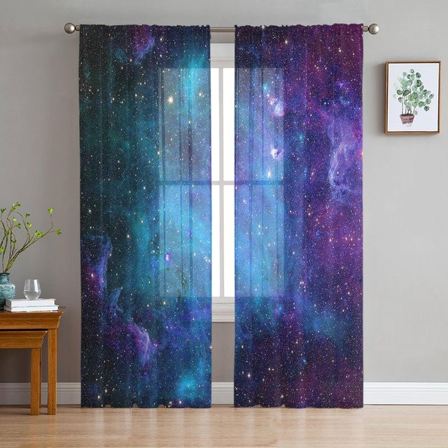 Transparentes Sternenhimmel Vorhang von Household supplies MH aus Tüll, Voile und Organza für Wohnzimmer und Küche, B: 135 cm, H: 115 cm - Bild 1