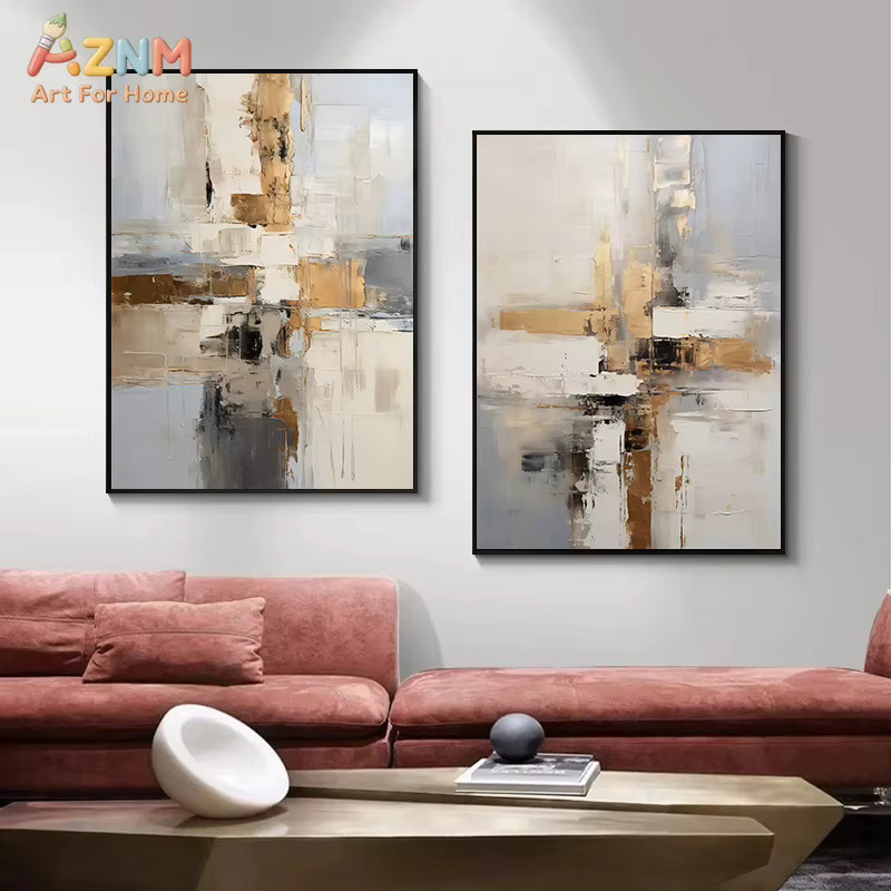 Kayou Abstrakte Landschafts-Leinwand als modernes minimalistisches Poster in Beige - Bild 2