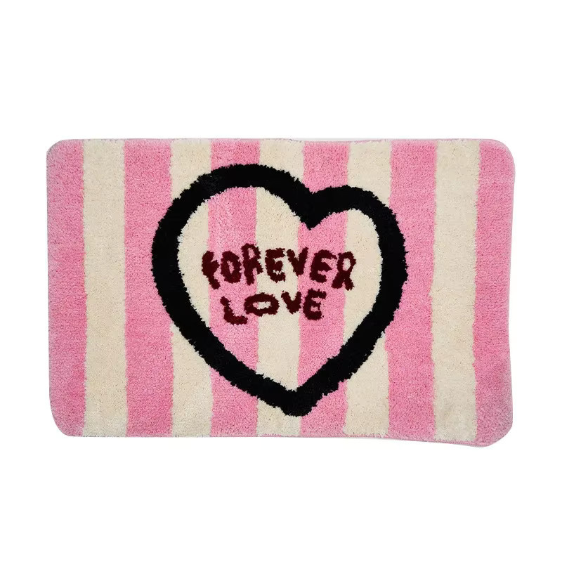 VIKAMA Love Heart Teppich in Pink, waschbare Imitation Kaschmir Fußmatte mit rutschfester Unterseite - Bild 3