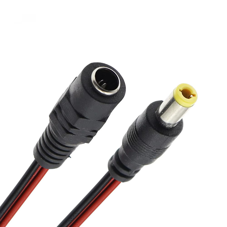 ELECAPITAL DC-Adapter Set mit Klinkenkabeln und Steckern, männlich und weiblich, Schwarz, 5,5 x 2,1 mm - Bild 2
