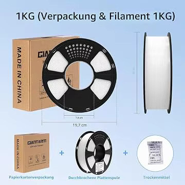 GIANTARM ABS+ Filament 1,75mm 1kg für FDM 3D-Druck, hitzebeständig und verformungsarm, Schwarz Weiß Grau - Bild 4
