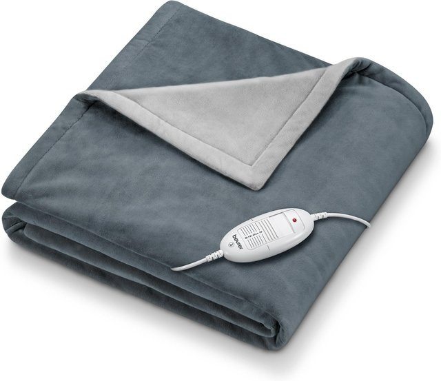 Beurer Heizdecke HD 75 Cosy in Dark Grey, Wärmezudecke aus Flauschfaser, 130 x 180 cm - Bild 1