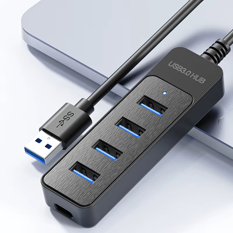 KAFNHCKA USB 3.0 Hub 4-Port USB Splitter mit USB-C Anschluss, High Speed Expander für Computer und Laptops, Schwarz - Bild 2