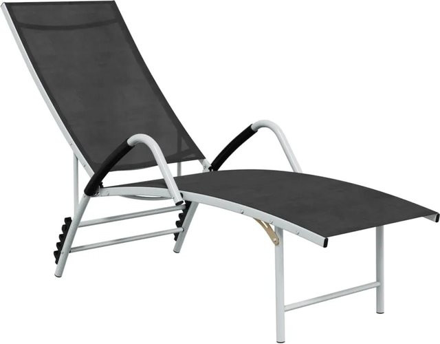Sonnenliege furnicato aus Aluminium und Textilene in Schwarz, Breite: 60 cm, Höhe: 60 cm - Bild 1